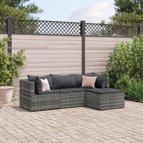 Gartenmöbel-Set 4-teilig mit grauen Polstern aus synthetischem Rattan von , Gartensets - Ref: Foro24-3308050, Preis: 243,99 €...