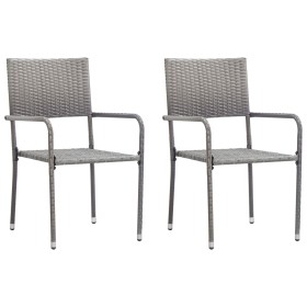 Stackable garden dining chairs 2 units synthetic gray rattan by , Garden chairs - Ref: Foro24-318699, Price: 74,02 €, Discoun...