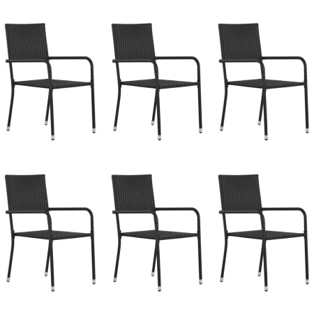 Stackable garden dining chairs, set of 6, made of black synthetic rattan. by , Garden chairs - Ref: Foro24-318722, Price: 153...