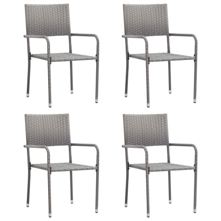 Stackable garden dining chairs, set of 4, made of synthetic gray rattan. by , Garden chairs - Ref: Foro24-318701, Price: 132,...