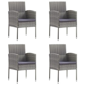 Garden armchairs with dark gray cushions 4 pcs PE rattan gray by , Garden chairs - Ref: Foro24-318708, Price: 225,99 €, Disco...