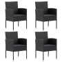 Garden chairs with black cushions, 4 units, black synthetic rattan by , Garden chairs - Ref: Foro24-318729, Price: 229,19 €, ...