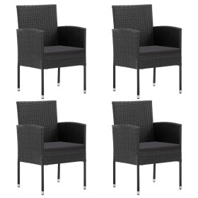 Garden chairs with black cushions, 4 units, black synthetic rattan by , Garden chairs - Ref: Foro24-318729, Price: 230,89 €, ...