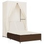 Double sun lounger with roof and brown synthetic rattan curtains by , Loungers - Ref: Foro24-368100, Price: 308,99 €, Discoun...