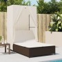 Double sun lounger with roof and brown synthetic rattan curtains by , Loungers - Ref: Foro24-368100, Price: 309,13 €, Discoun...