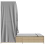 Tumbona doble con techo y cortinas ratán sintético beige de , Tumbonas - Ref: Foro24-368102, Precio: 311,45 €, Descuento: %