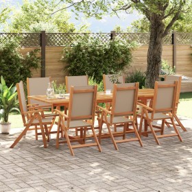 9-piece solid acacia wood and textilene garden dining set by , Garden sets - Ref: Foro24-3279321, Price: 967,21 €, Discount: %