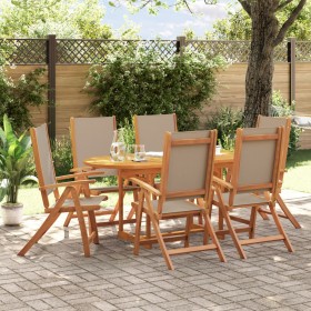 Garden dining set 7 pieces solid acacia wood and textilene by , Garden sets - Ref: Foro24-3279323, Price: 700,31 €, Discount: %