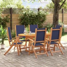 Garden dining set 7 pieces solid acacia wood and textilene by , Garden sets - Ref: Foro24-3279309, Price: 655,43 €, Discount: %