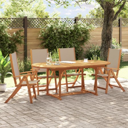 Garden dining set 5 pieces solid acacia wood and textilene by , Garden sets - Ref: Foro24-3279314, Price: 624,89 €, Discount: %