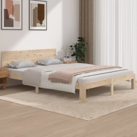 Estructura de cama madera maciza de pino 150x200 cm de vidaXL, Camas y somieres - Ref: Foro24-833117, Precio: 170,49 €, Descu...