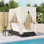 Double sun lounger with roof and black synthetic rattan curtains by , Loungers - Ref: Foro24-368072, Price: 325,82 €, Discoun...