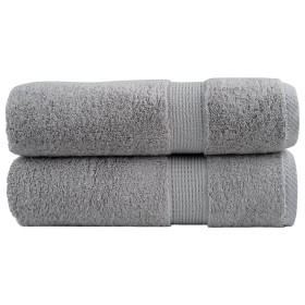 Toallas de baño 2 uds 100% algodón gris 100x150 cm 600 gsm de , Toallas - Ref: Foro24-137311, Precio: 37,21 €, Descuento: %