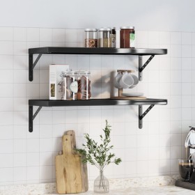 Wall shelves 2 units stainless steel black 75x30x3 cm by , Shelves and shelves - Ref: Foro24-30291, Price: 49,99 €, Discount: %