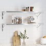 Wall shelves 2 units stainless steel silver 100x30x3 cm by , Shelves and shelves - Ref: Foro24-30279, Price: 58,91 €, Discoun...