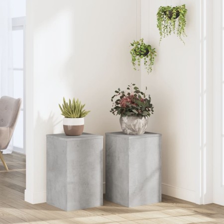 Soportes de plantas 2 uds madera gris hormigón 30x30x50 cm de , Soportes para macetas - Ref: Foro24-852918, Precio: 65,82 €, ...