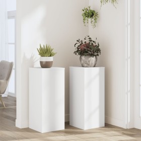 Soportes de plantas 2 uds madera ingeniería blanco 30x30x70 cm de , Soportes para macetas - Ref: Foro24-852924, Precio: 83,84...