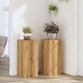 Plant stands 2 units oak wood artisan 30x30x70 cm by , Pot stands - Ref: Foro24-852932, Price: 87,73 €, Discount: %