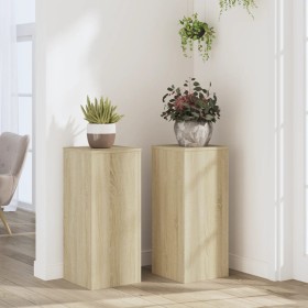 Plant stands 2 units oak wood Sonoma 30x30x70 cm by , Pot stands - Ref: Foro24-852926, Price: 73,99 €, Discount: %