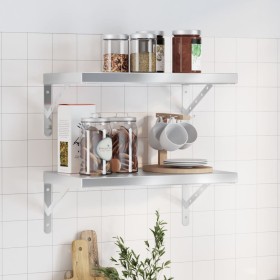 Wall shelves 2 units stainless steel silver 50x30x3 cm by , Shelves and shelves - Ref: Foro24-30285, Price: 37,91 €, Discount: %