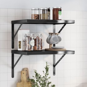 Wall shelves 2 units stainless steel black 50x40x3 cm by , Shelves and shelves - Ref: Foro24-30293, Price: 49,99 €, Discount: %