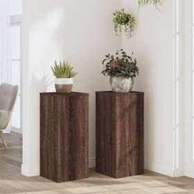 Soportes de plantas 2 uds madera marrón roble 30x30x70 cm de , Soportes para macetas - Ref: Foro24-852930, Precio: 75,99 €, D...