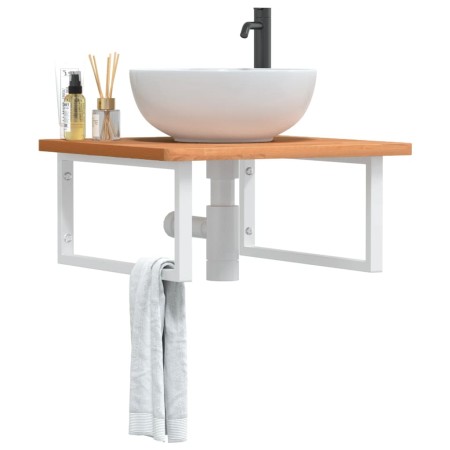 Wall-mounted sink shelf made of steel and solid beech wood by , bathroom vanities - Ref: Foro24-3302508, Price: 87,99 €, Disc...