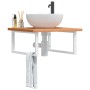 Estante de lavabo de pared de acero y madera maciza de haya de , Tocadores de baño - Ref: Foro24-3302508, Precio: 88,77 €, De...