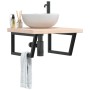 Wall-mounted steel and solid oak wood sink shelf by , bathroom vanities - Ref: Foro24-3302471, Price: 109,76 €, Discount: %