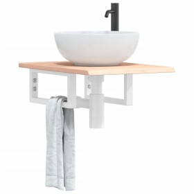 Wall-mounted steel and solid oak wood sink shelf by , bathroom vanities - Ref: Foro24-3302536, Price: 59,48 €, Discount: %