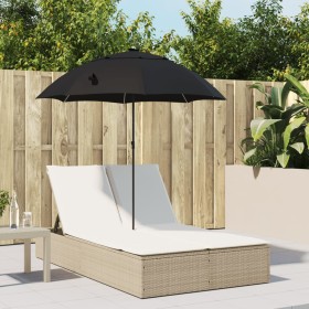 Double sun lounger with cushions and beige synthetic rattan umbrella by , Loungers - Ref: Foro24-368085, Price: 309,70 €, Dis...