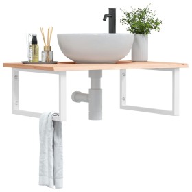 Wall-mounted steel and solid oak wood sink shelf by , bathroom vanities - Ref: Foro24-3302632, Price: 88,99 €, Discount: %