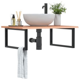 Wall-mounted steel and solid oak wood sink shelf by , bathroom vanities - Ref: Foro24-3302645, Price: 86,60 €, Discount: %