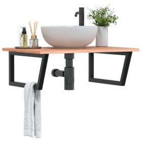 Wall-mounted steel and solid oak wood sink shelf by , bathroom vanities - Ref: Foro24-3302647, Price: 85,66 €, Discount: %