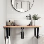 Wall-mounted steel and solid oak wood sink shelf by , bathroom vanities - Ref: Foro24-3302647, Price: 85,66 €, Discount: %