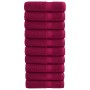 Shower towels 10 pcs 100% cotton burgundy 70x140 cm 600 gsm by , Towels - Ref: Foro24-137214, Price: 108,99 €, Discount: %