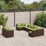 Gartensofa-Set, 9-teilig, mit braunen Kissen aus synthetischem Rattan. von , Gartensets - Ref: Foro24-3308302, Preis: 662,21 ...