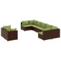 Gartensofa-Set, 9-teilig, mit braunen Kissen aus synthetischem Rattan. von , Gartensets - Ref: Foro24-3308302, Preis: 662,21 ...