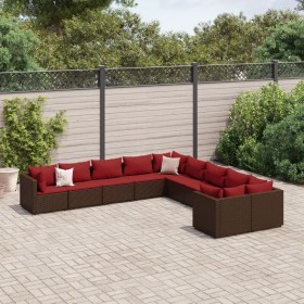 Gartensofa-Set, 10-teilig, mit braunen Kissen aus synthetischem Rattan. von , Gartensets - Ref: Foro24-3308349, Preis: 586,05...