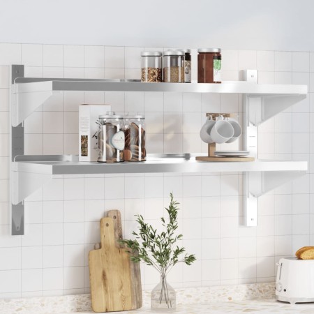 Stainless steel silver wall shelf 100x40x60 cm by , Shelves and shelves - Ref: Foro24-30309, Price: 65,85 €, Discount: %