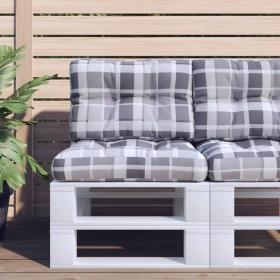 Cushions for pallets, 2 units, gray checkered fabric by , Cushions for chairs and sofas - Ref: Foro24-360681, Price: 24,99 €,...