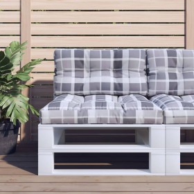 Cushions for pallets, 2 units, gray checkered fabric. by , Cushions for chairs and sofas - Ref: Foro24-360725, Price: 46,61 €...