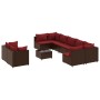 Gartensofa-Set, 10-teilig, mit braunen Kissen aus synthetischem Rattan. von , Gartensets - Ref: Foro24-3308309, Preis: 698,93...