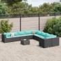 Gartensofagarnitur 11-teilig mit schwarzen Kissen aus synthetischem Rattan von , Gartensets - Ref: Foro24-3308356, Preis: 777...