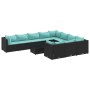 Garden sofa set 11 pieces and black synthetic rattan cushions by , Garden sets - Ref: Foro24-3308340, Price: 773,99 €, Discou...