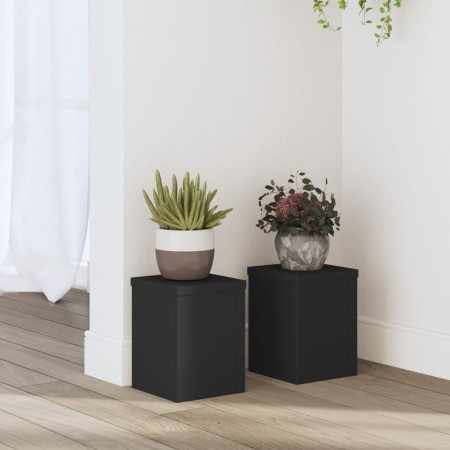 Soportes de plantas 2 uds madera ingeniería negro 15x15x20 cm de , Soportes para macetas - Ref: Foro24-852889, Precio: 27,23 ...