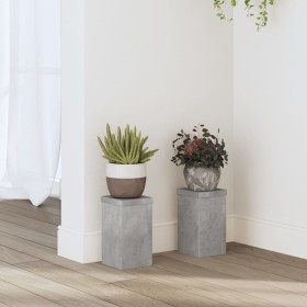 Plant stands 2 units gray wood concrete 10x10x18 cm by , Pot stands - Ref: Foro24-852882, Price: 21,99 €, Discount: %