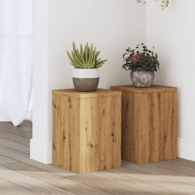 Plant stands 2 units oak wood artisan 20x20x30 cm by , Pot stands - Ref: Foro24-852905, Price: 36,99 €, Discount: %