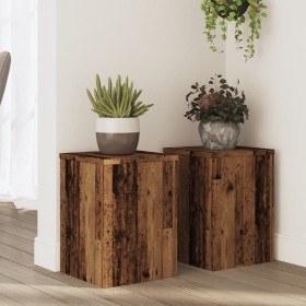 Plant stands 2 units aged oak wood 25x25x35 cm by , Pot stands - Ref: Foro24-852913, Price: 42,98 €, Discount: %