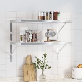 Wall shelves 2 units stainless steel silver 75x40 cm by , Shelves and shelves - Ref: Foro24-3214505, Price: 71,98 €, Discount: %